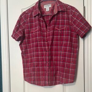Wrangler Red Plaid Button Down Shirt